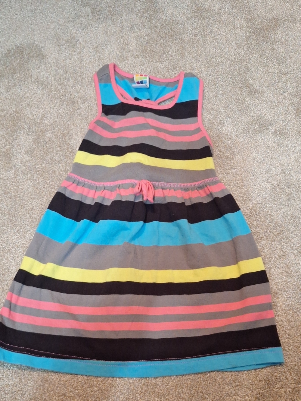 Tea Collection Striped Sleeveless Dress in Pink, Blue, Yellow, Gray, Black